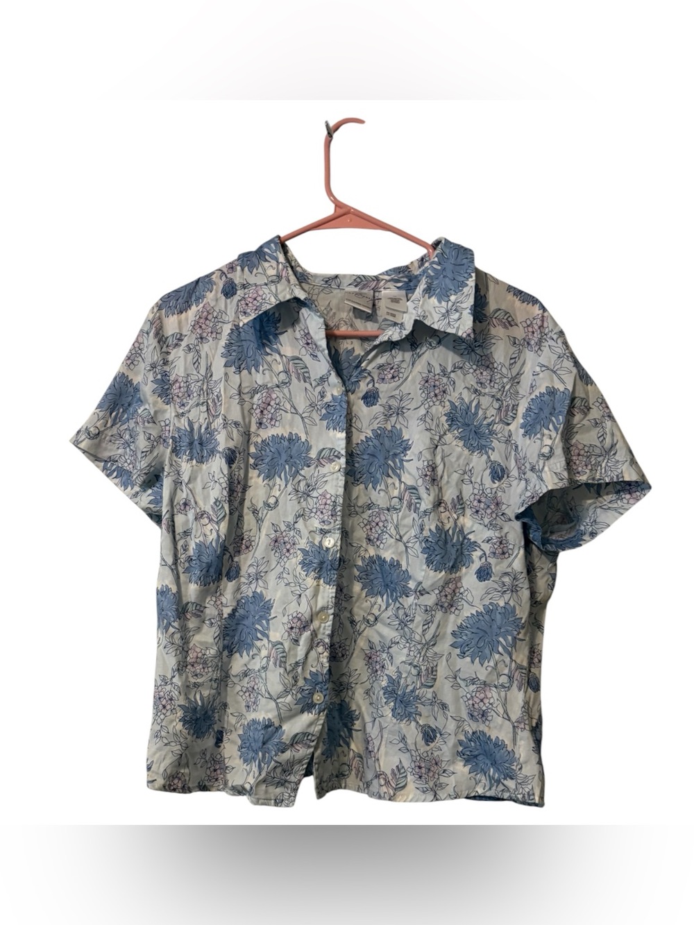 Emma James Light Blue Floral Button-Up Shirt